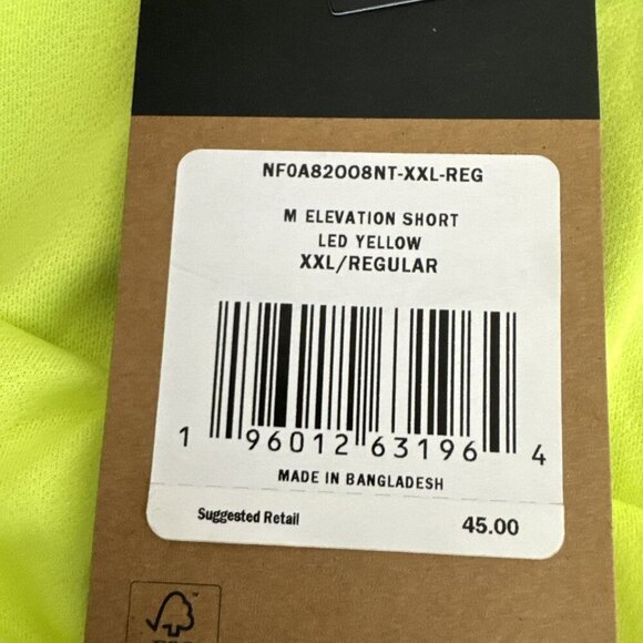 The North Face Men's XXL Elevation Short LED Yellow Lightweight Performance - Picture 8 of 14